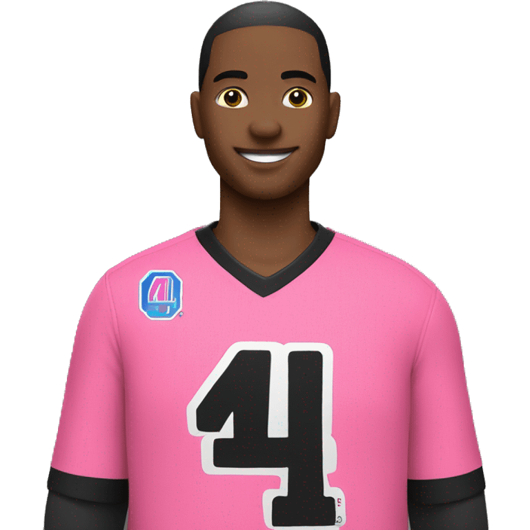 black jersey with number 4 in pink emoji