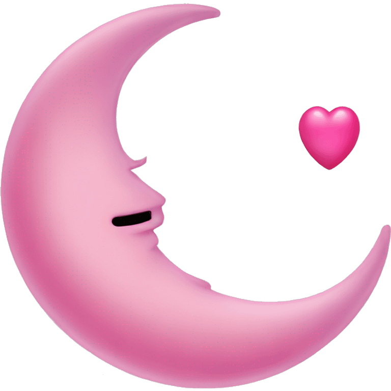 Aesthetic pink crescent moon with pink heart emoji