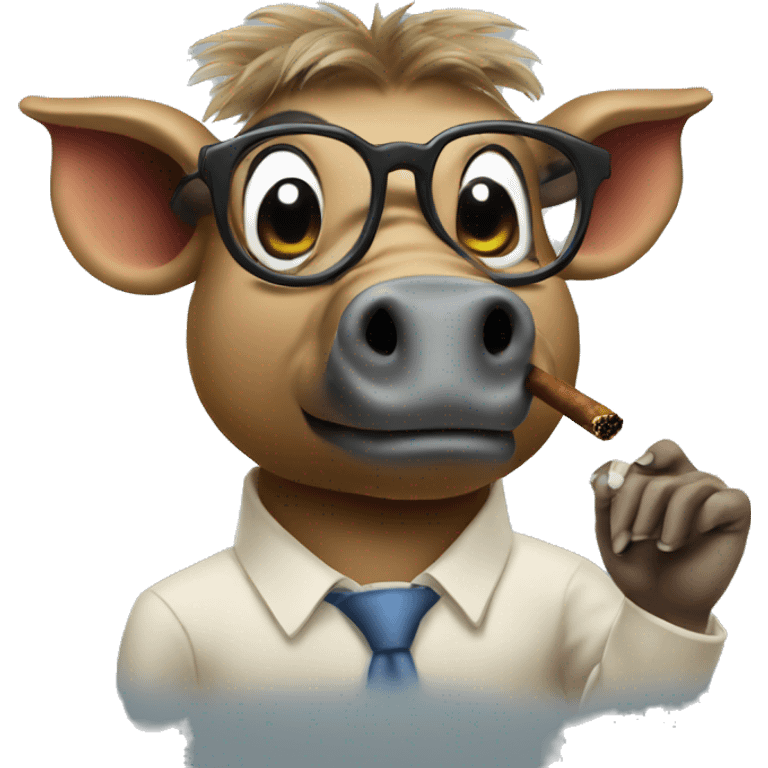 A warthog smoking a cigar with glasses emoji