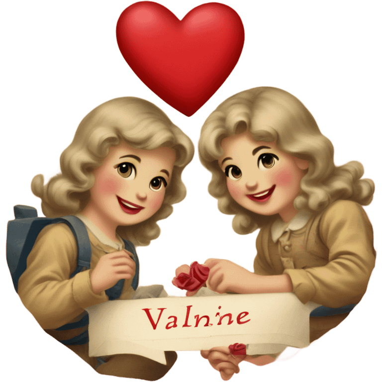 vintage valentine’s day card emoji