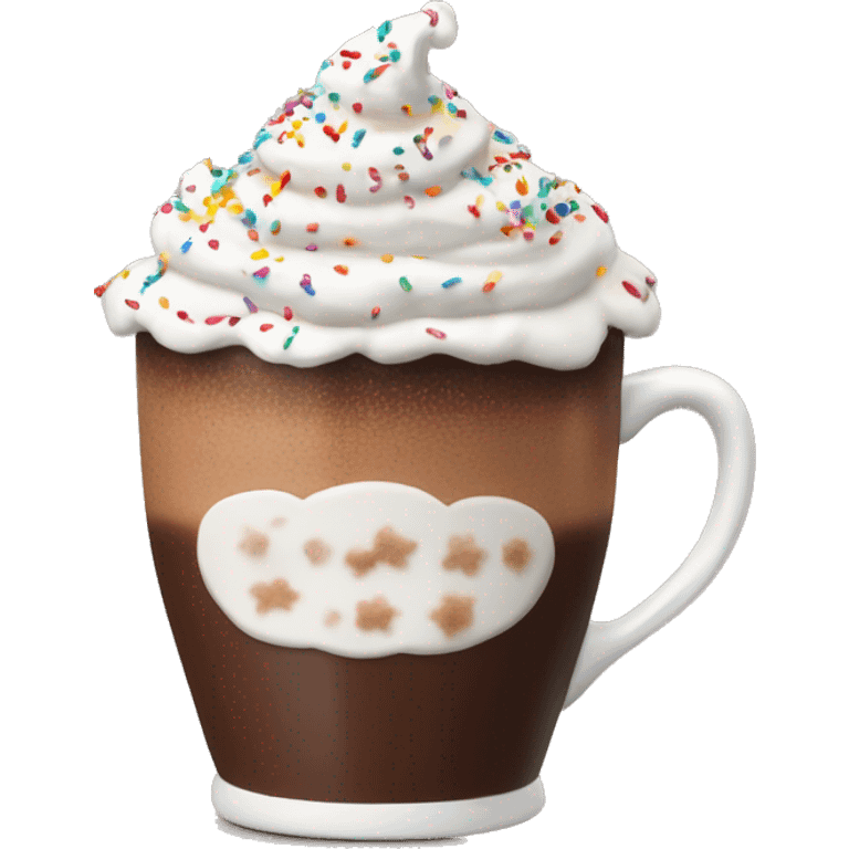 hot chocolate with whip cream and sprinkles  emoji