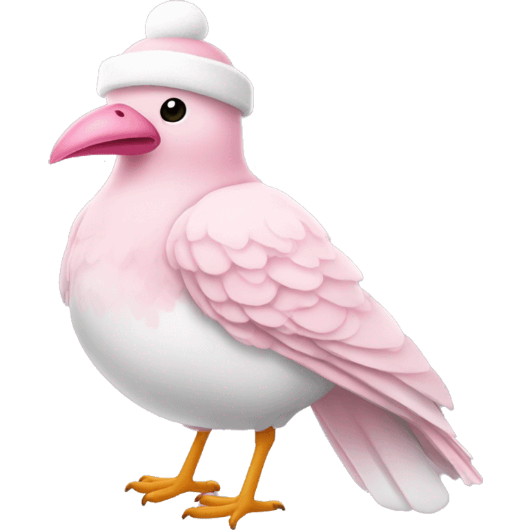 light pink beautiful magestic bird wearing light pink and white christmas hat  emoji