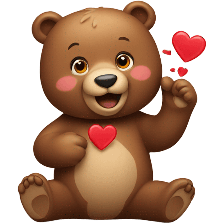 Bear throwing hearts emoji