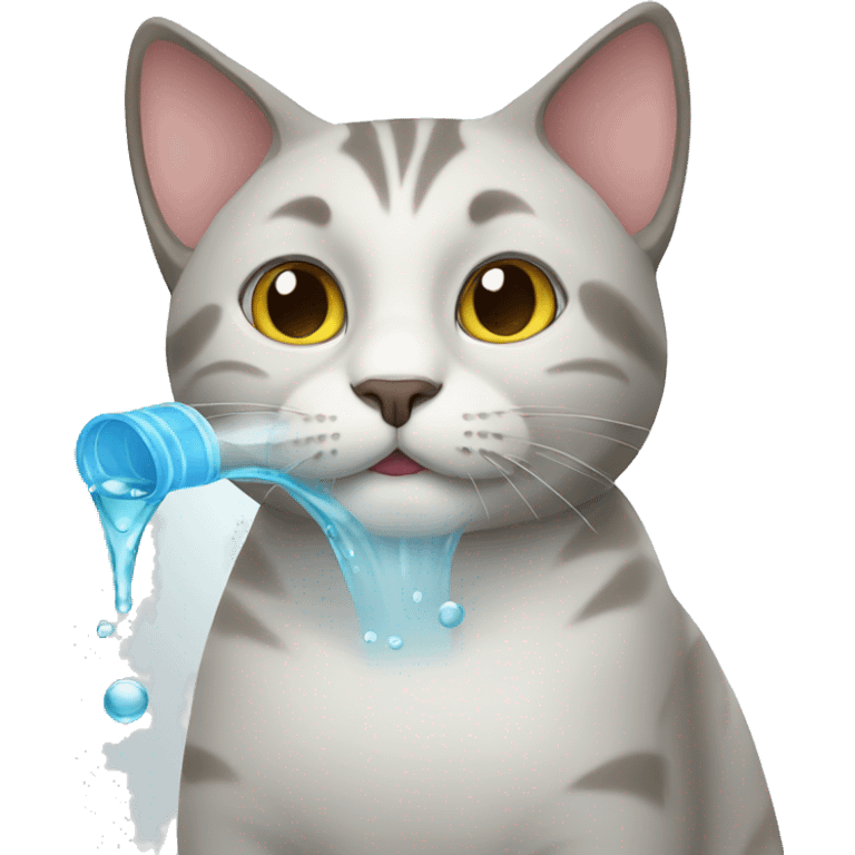 A cat is drinking water emoji