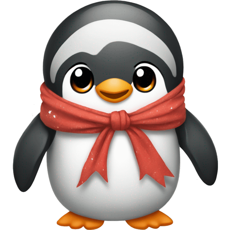 penguin wrapped in blanket with bows  emoji