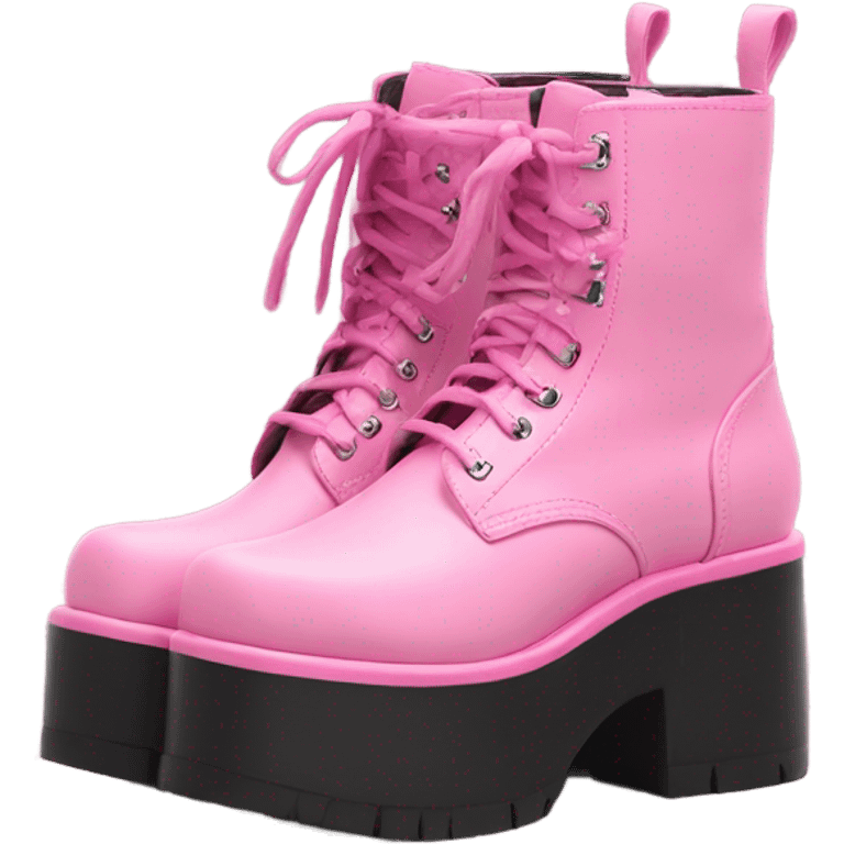 Platform UNIF boots pink emoji