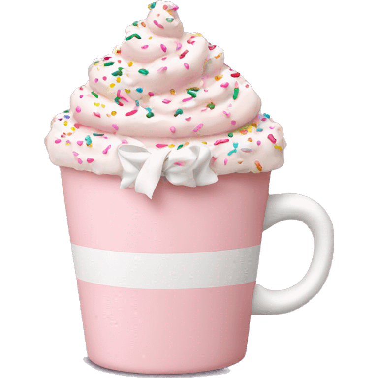 Light pink latte with sprinkles tied with a bow emoji