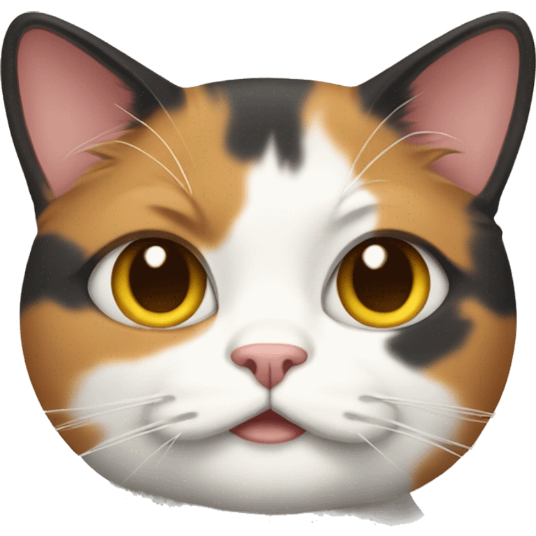 Calico cat with fat face emoji