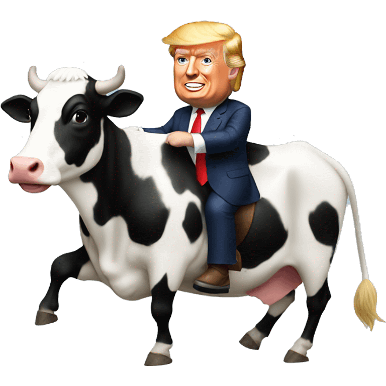 Donald trump riding a Holstein cow emoji