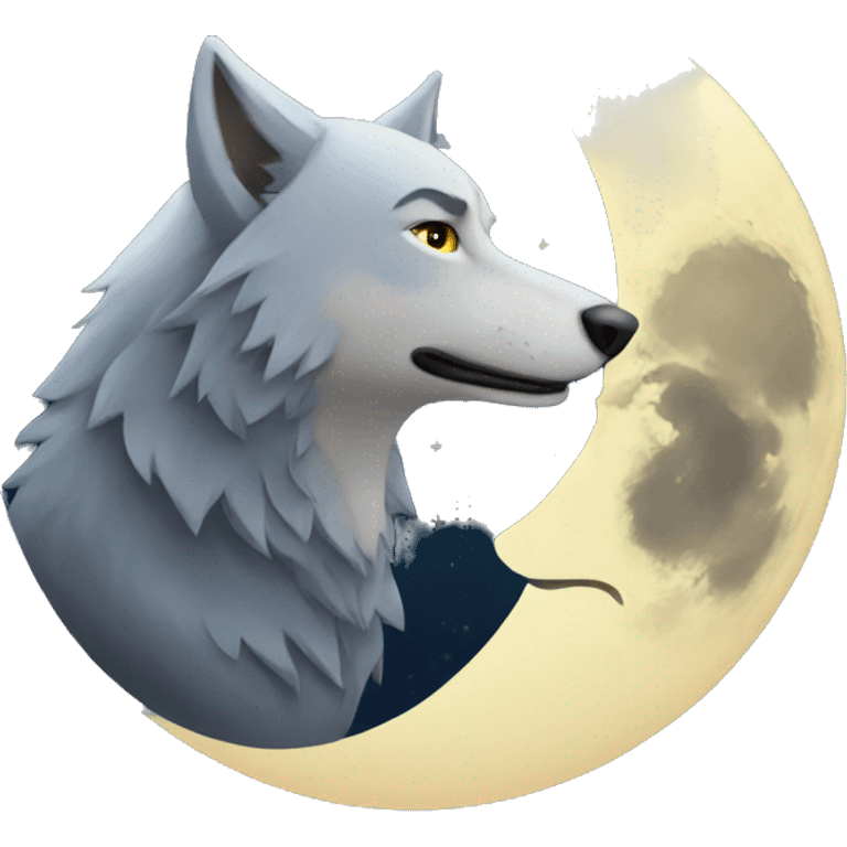 Moon with wolf  emoji