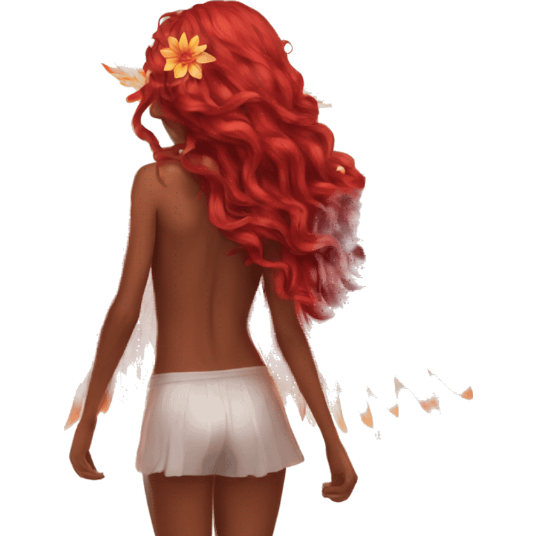 big wings, fire, flower, Beautiful, fairy, red, long hair emoji