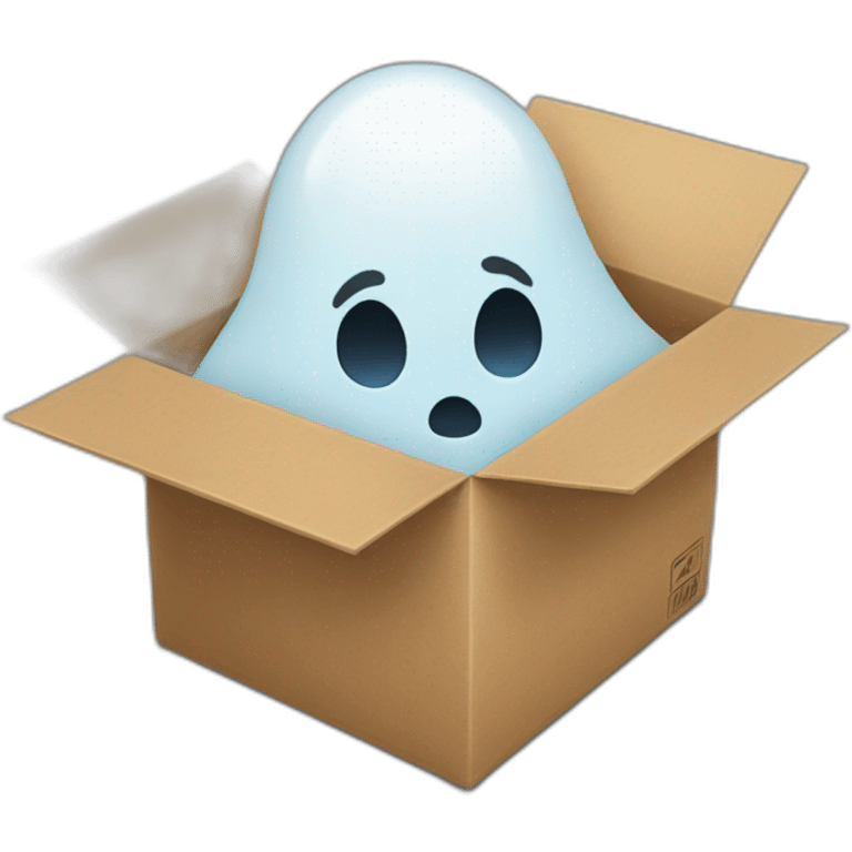 A ghost is behind the box emoji