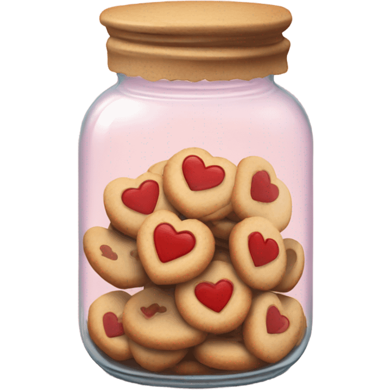 realistic jar with heart shaped cookies emoji