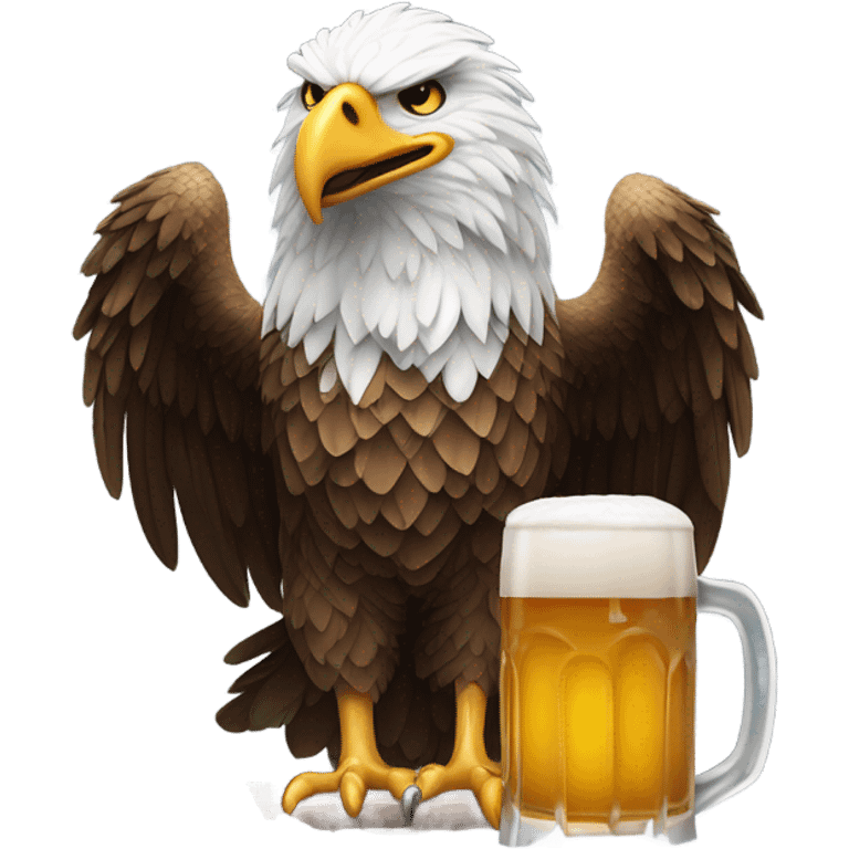 Eagle drinking beer emoji