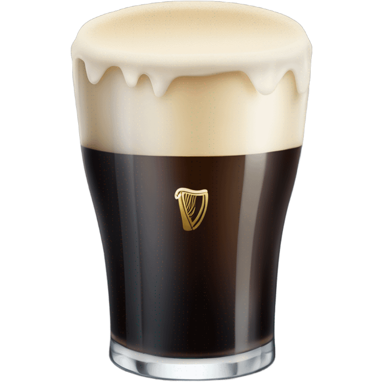 Tall frosty pint of Guinness in a standard Guinness glass with a normal creamy head emoji