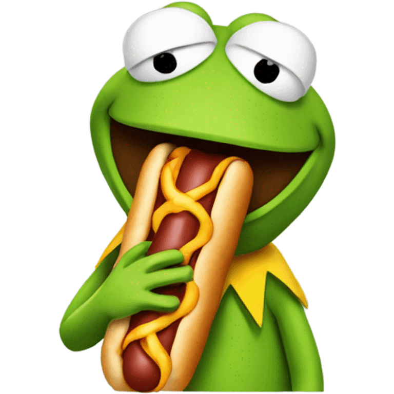 Kermit with a hotdog emoji