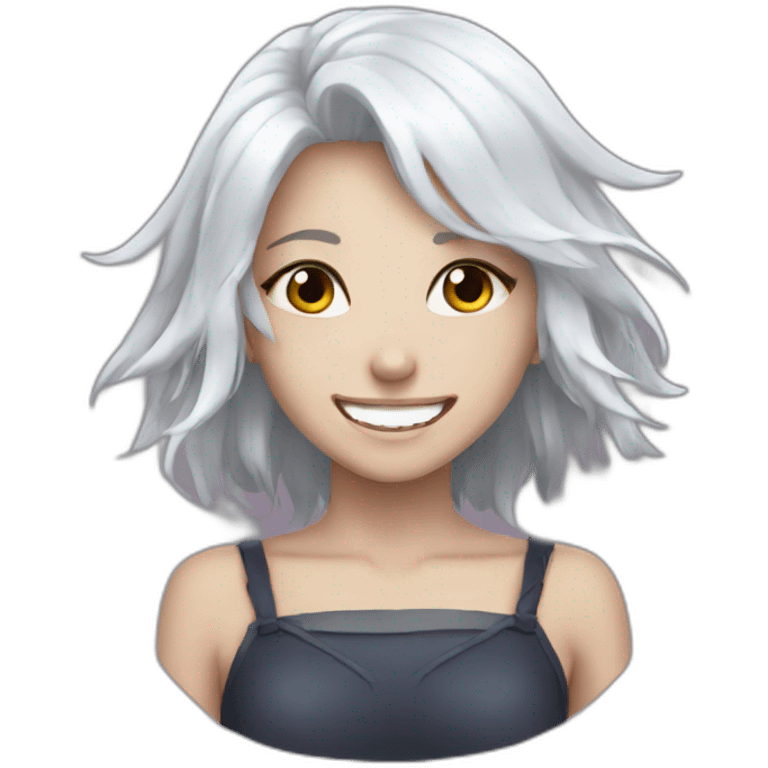 White haired demon girl happy emoji