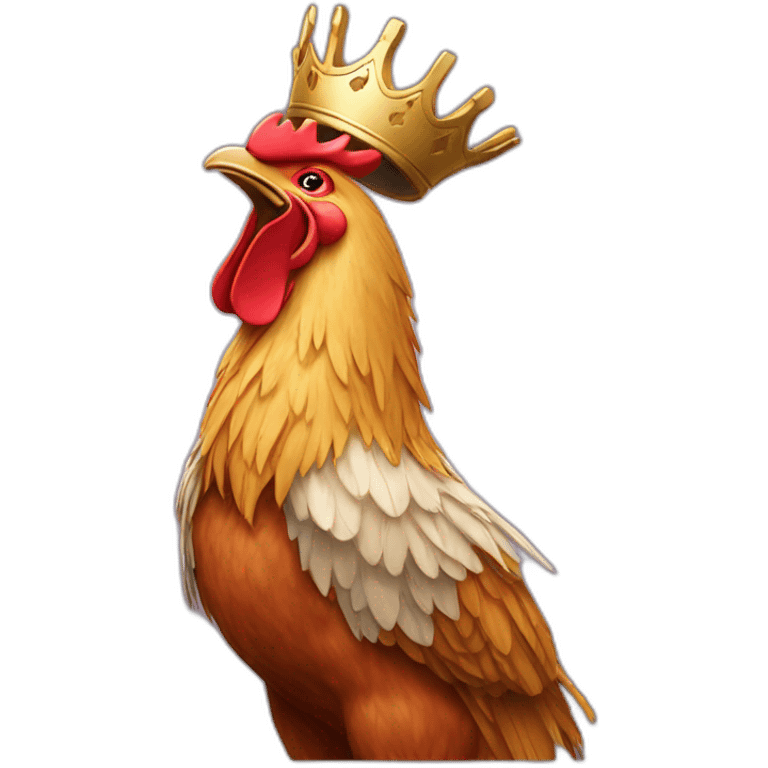 howling rooster with a crown on its head emoji