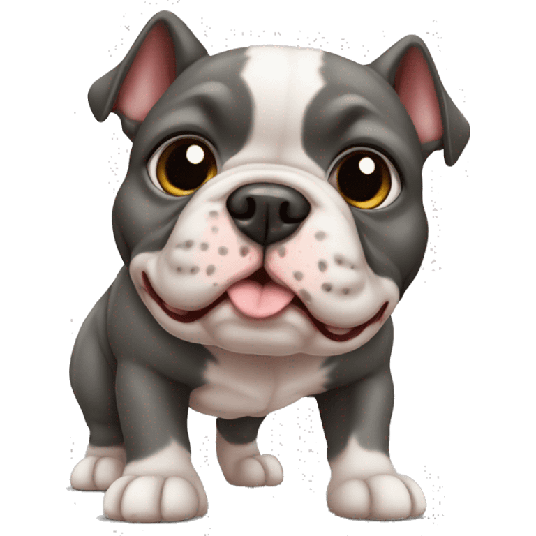 Cachorro American bully com fone de ouvido  emoji