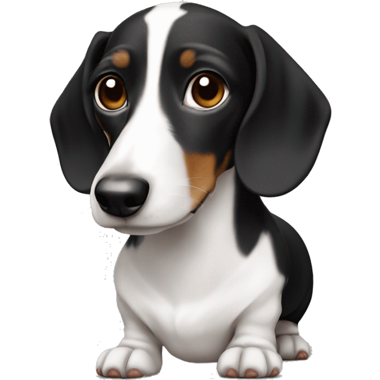 Black Rand and white piebald dachshund  emoji