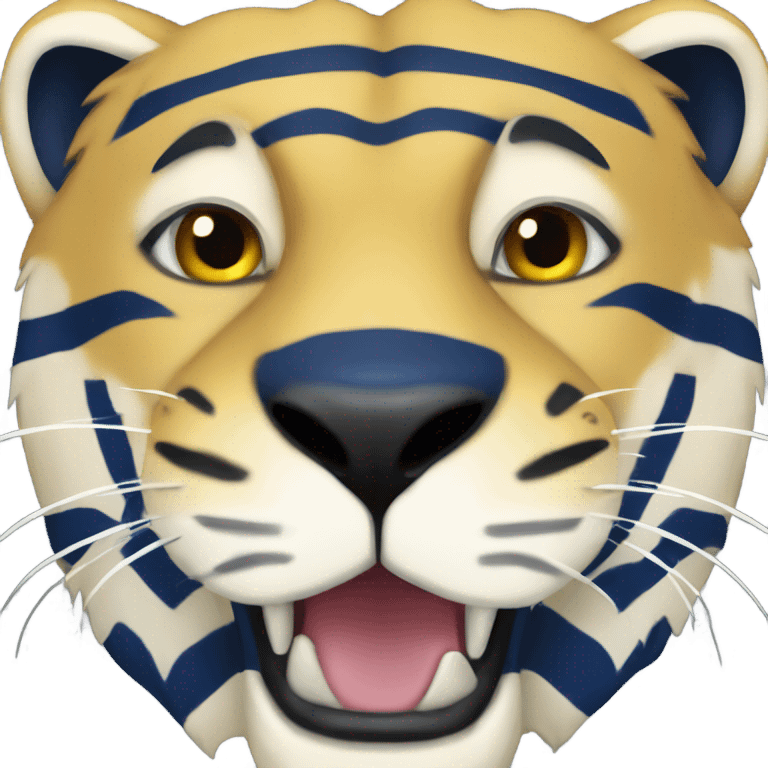 Yellow sabertooth with dark blue stripes emoji