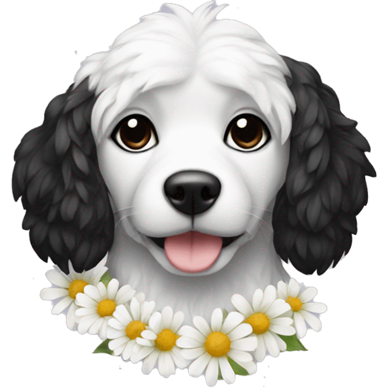 dog white and black with flowers emoji