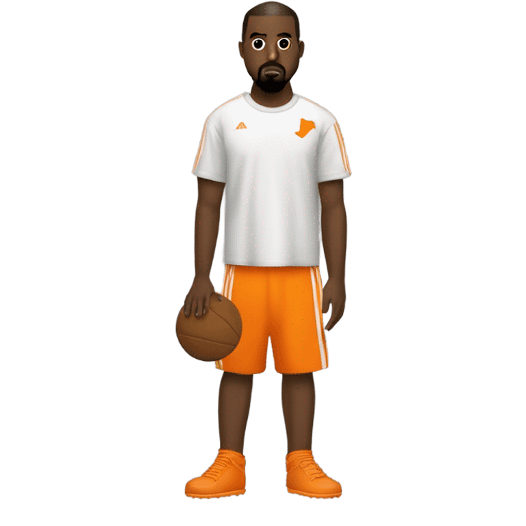 kanye west vestido Con una polera naranja que tenga un zorro y sea una polera de fútbol emoji