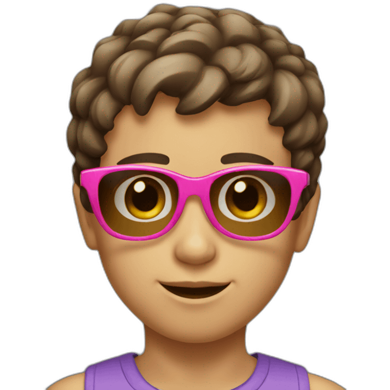 kid with short brown hair and pink sunglasses emoji