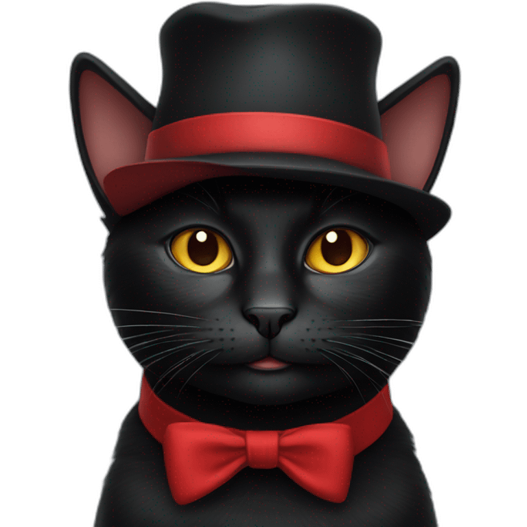 black cat with a red hat emoji