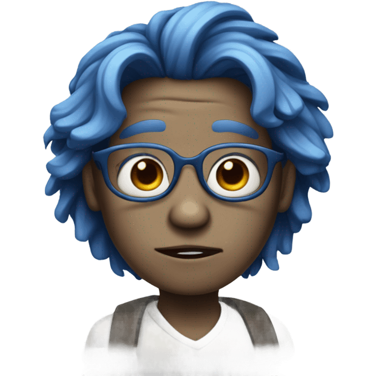 sadness Inside Out with glasses blue skin and hair  emoji