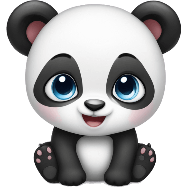 Female blue eyed baby panda in love emoji