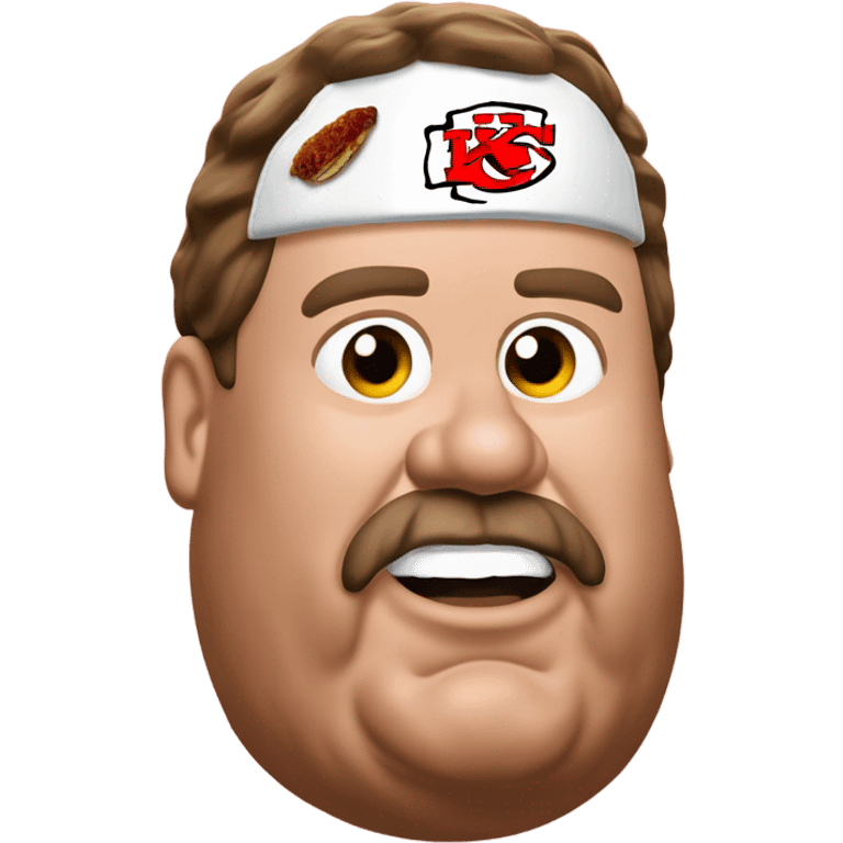 Very obese Andy Reid Kansas City chiefs eating meatloaf wearing a chiefs uniform emoji