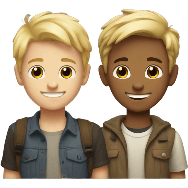 smiling boys with blonde hair give boy brown hair emoji