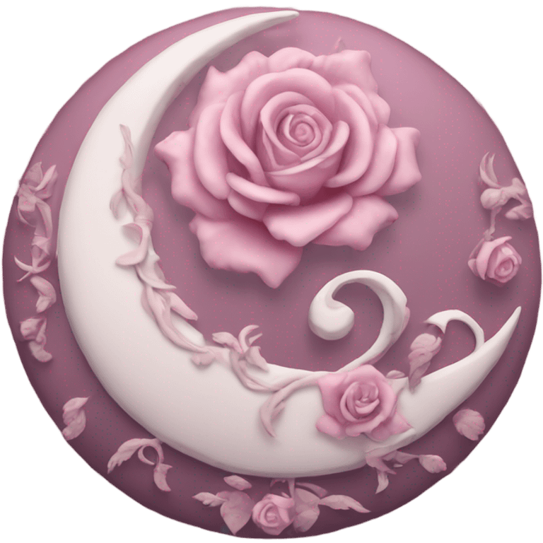 crescent damask moon with roses emoji