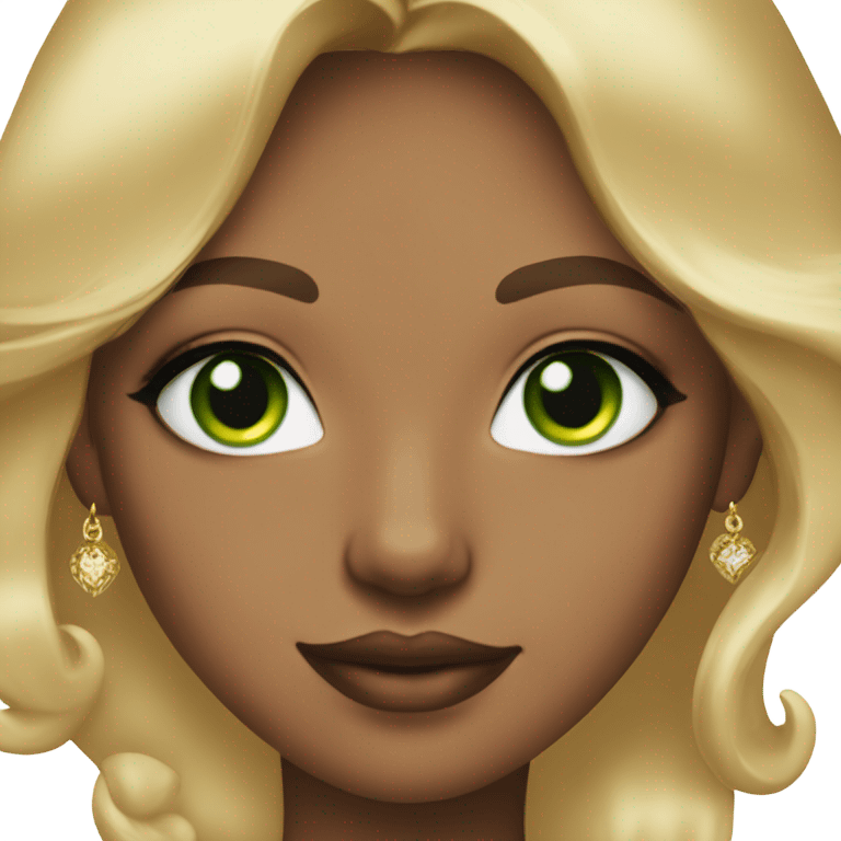 gorgeous blonde girl cat eye green eyes gold jewlery emoji