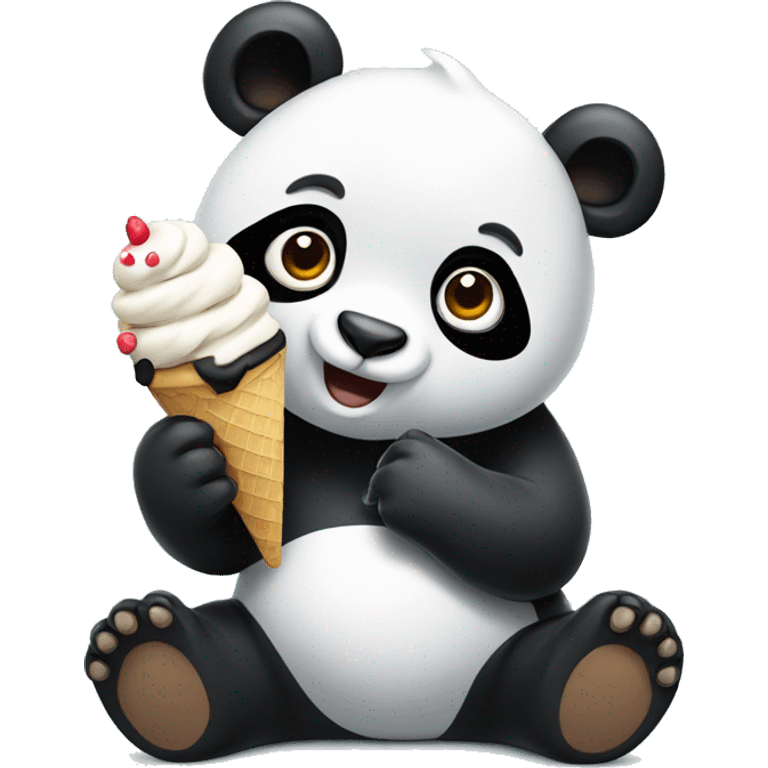 Panda eating ice cream emoji