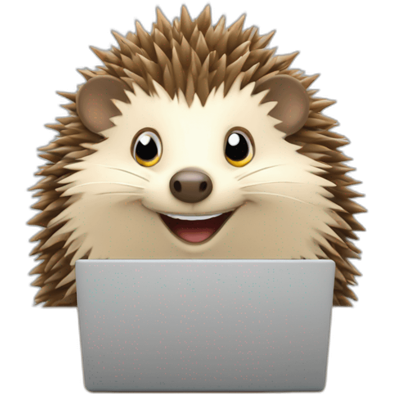 smiling hedgehog working behind a laptop emoji