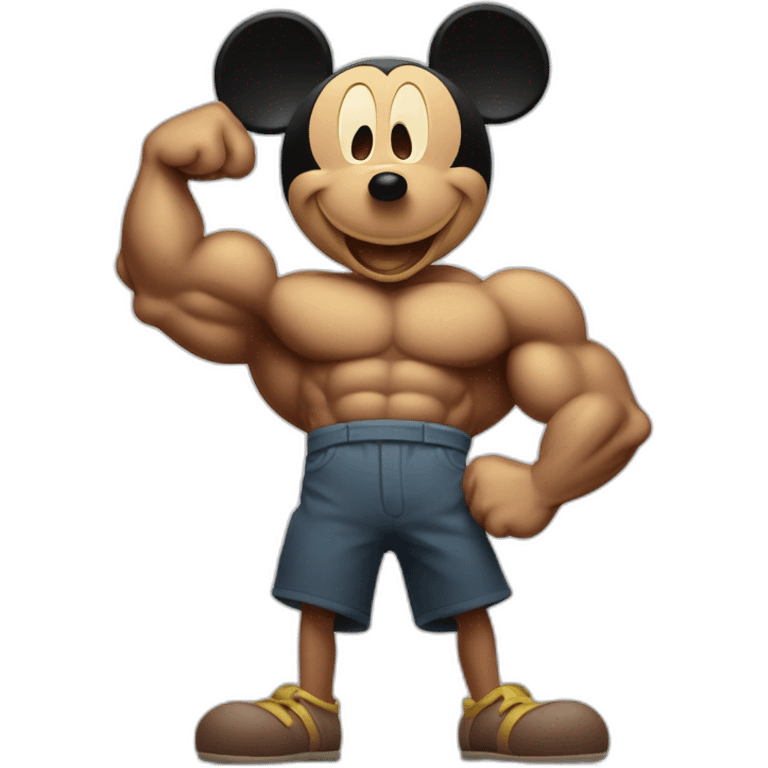 Mickey Mouse with massive biceps emoji