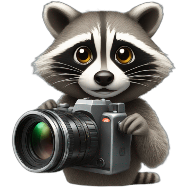 racoon with photography camera emoji