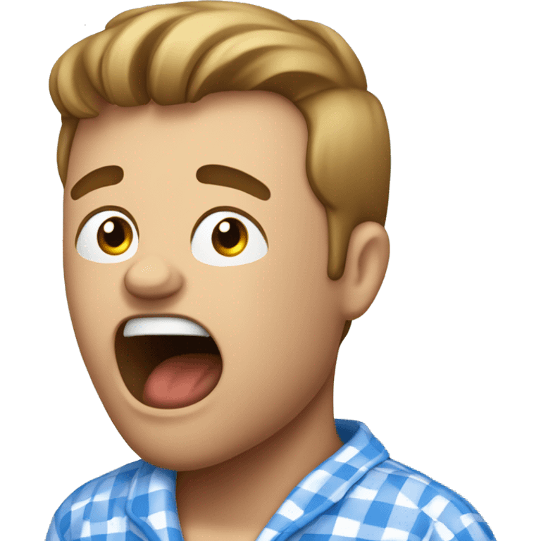 Man with blue checkered pyjamas yawning  emoji