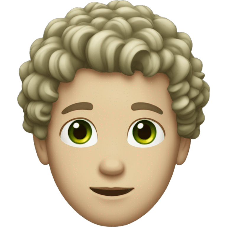 white guy with curly hair green eyes emoji