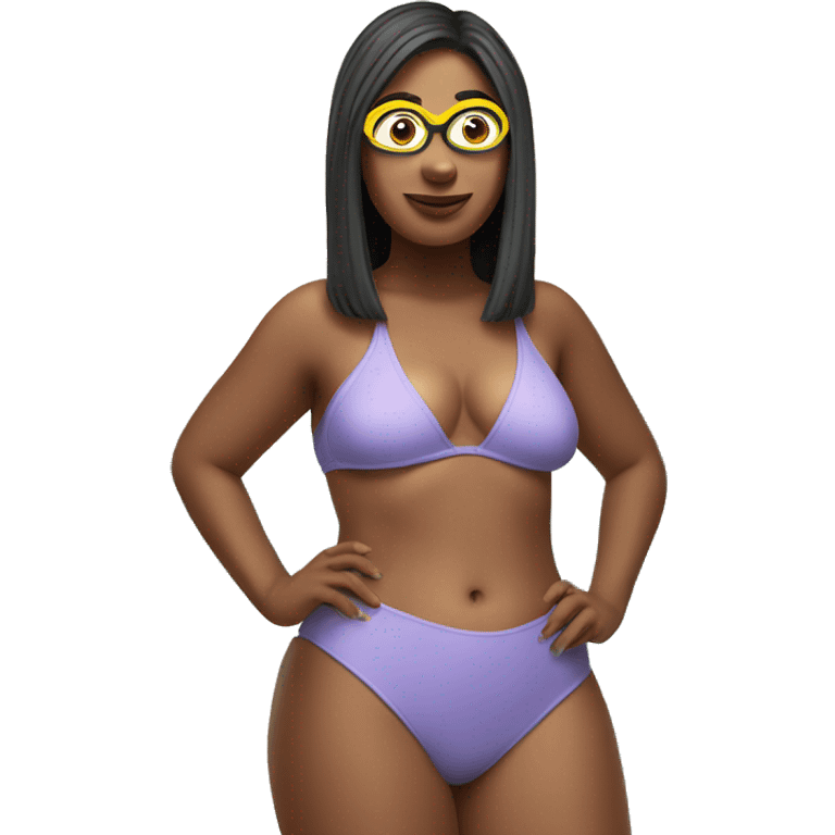 female minion in swim suit, curvy emoji