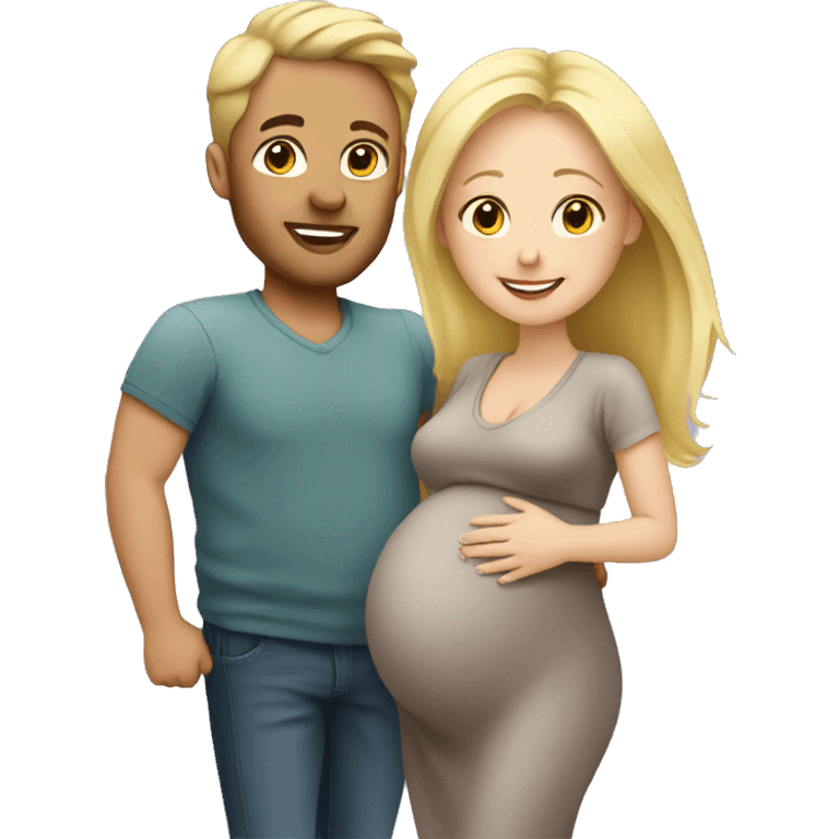 Pregnant blonde with her husband  emoji