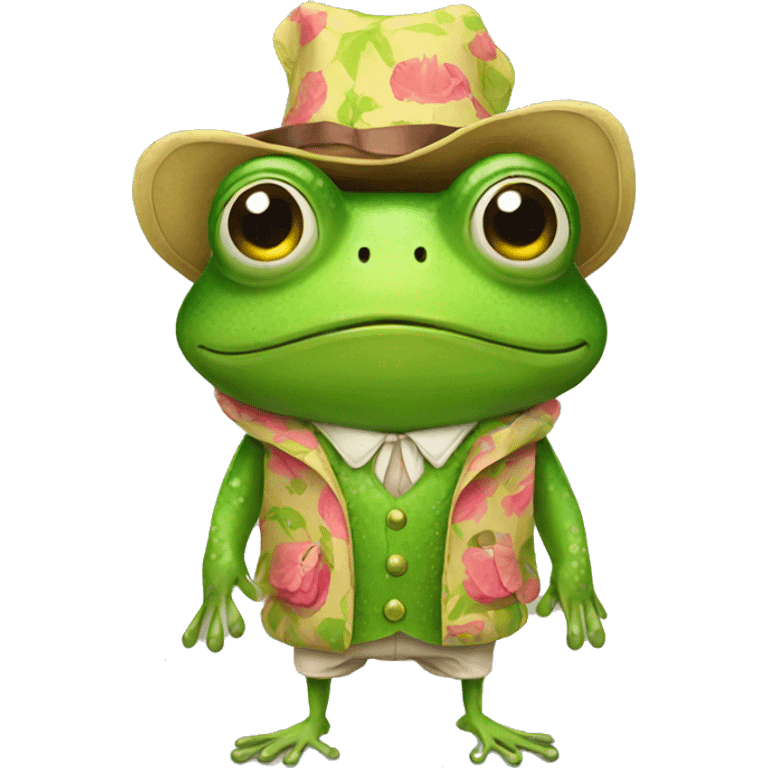 Frog wearing funny clothes emoji