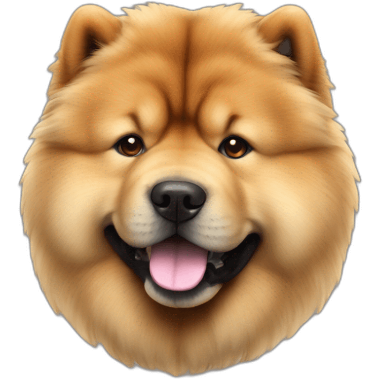 Chow chow, furry shiny dog cute, realistic, young emoji