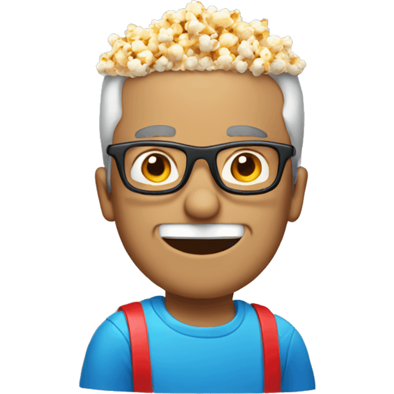 Guy wearing blue and red glasses with popcorn  emoji