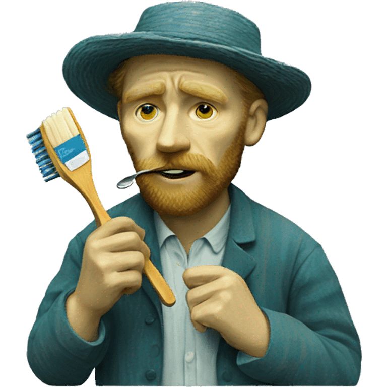 van gogh holding a toothbrush emoji