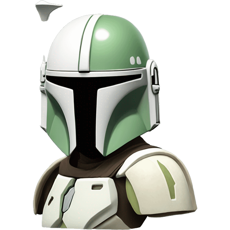 Light green and white colored Mandalorian helmet with antenna emoji