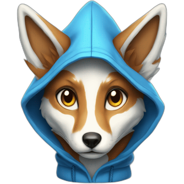 blue hooded kitsune emoji