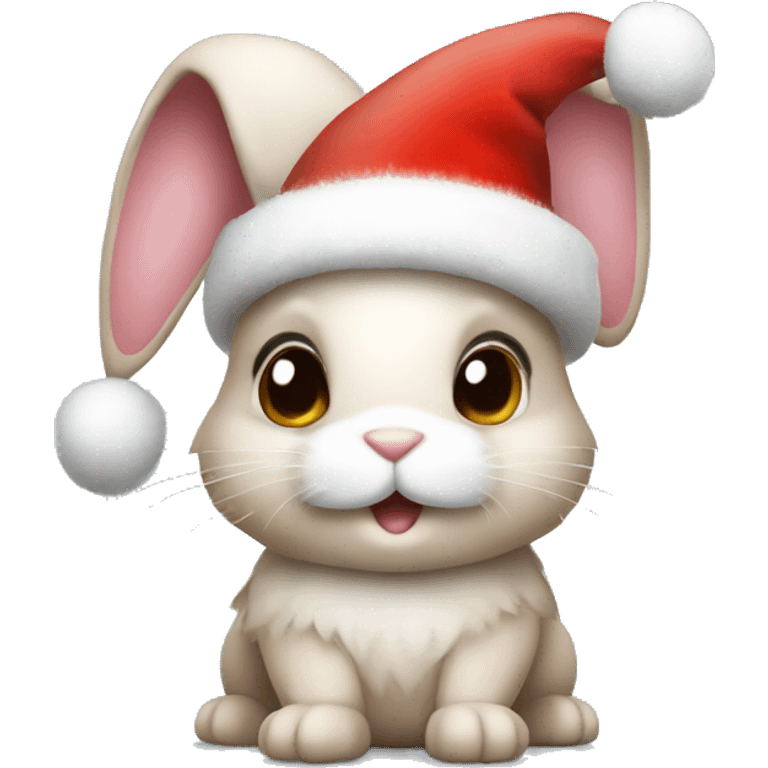 bunny with christmas hat emoji